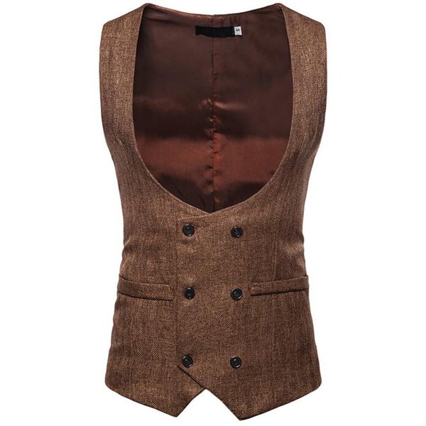 men's vests casual suit vest autumn winter sleeveless slim fit business u collar solid double row button men, Black;white
men's vests casual suit vest autumn winter sleeveless slim fit business u collar solid double row button men, Black;white