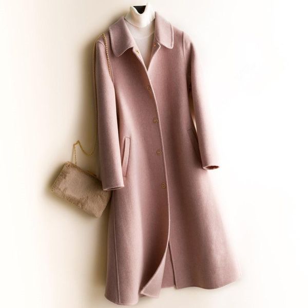 women's wool & blends autumn winter fashion long double-sided coat women casual overcoat loose suit collar elegant office lady jacket f, Black
women's wool & blends autumn winter fashion long double-sided coat women casual overcoat loose suit collar elegant office lady jacket f, Black