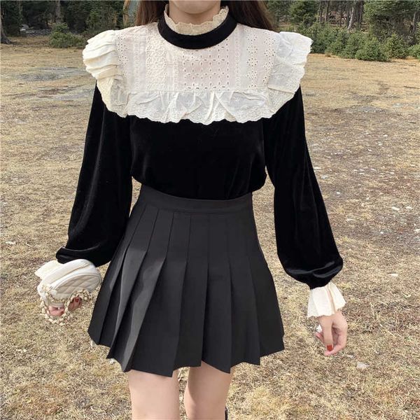 women's blouses & shirts patchwork goth elegant sweet kawaii designer blouse female high street japanese style korean women spring qih, White
women's blouses & shirts patchwork goth elegant sweet kawaii designer blouse female high street japanese style korean women spring qih, White