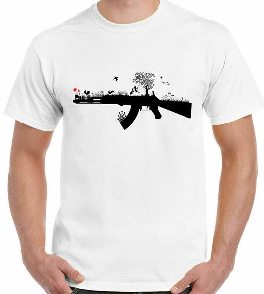banksy style t-shirt ak47 dtg mens graffiti art world peace love om, White;black
banksy style t-shirt ak47 dtg mens graffiti art world peace love om, White;black