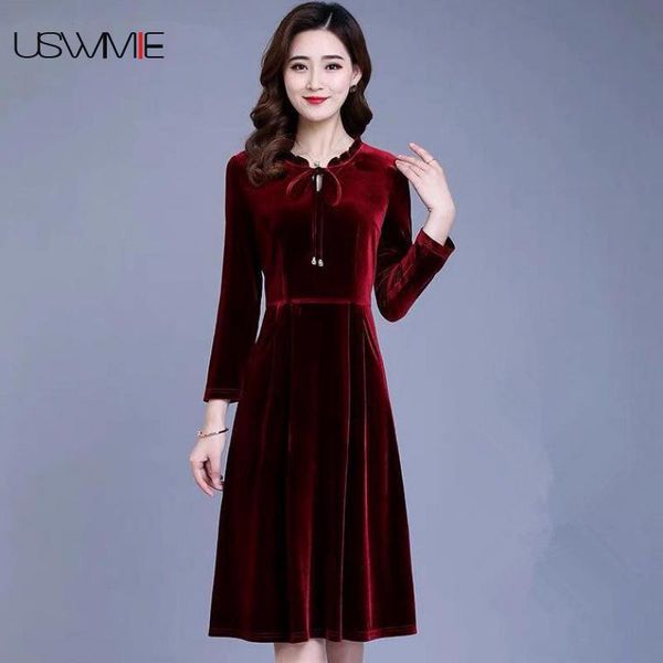 casual dresses spring elegant dress temperament long sleeves closed waist golden velvet solid color women plus size comfort vestidos, Black;gray
casual dresses spring elegant dress temperament long sleeves closed waist golden velvet solid color women plus size comfort vestidos, Black;gray