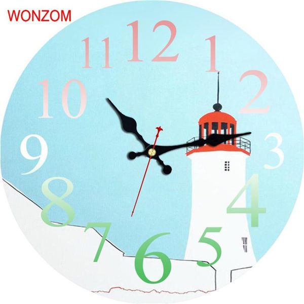 wall clocks wonzom lighthouse large clock silent living room decor saat home ocean decoration watch 2021 reloj de pared gift