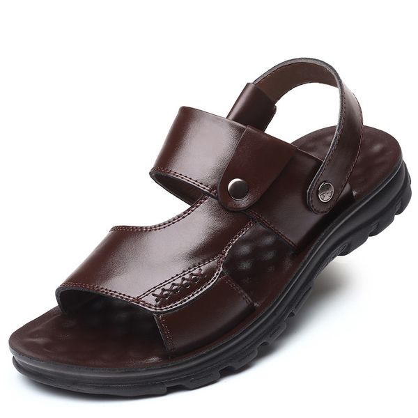 summer men's slippers leather casual beach shoes exterior wear a pair of head layer cowhide sandals, Black
summer men's slippers leather casual beach shoes exterior wear a pair of head layer cowhide sandals, Black