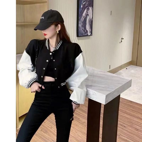women's jackets 2021 black jacket fashion baseball korean loose contrast short sports spring, Black;brown
women's jackets 2021 black jacket fashion baseball korean loose contrast short sports spring, Black;brown