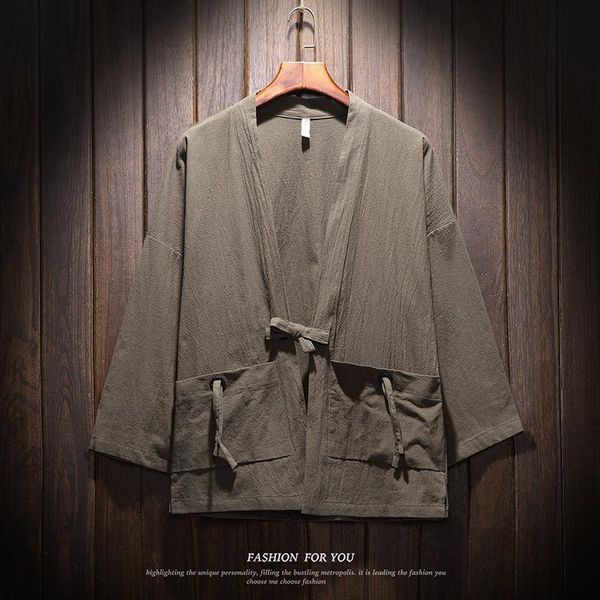 men's jackets men cotton linen coat chinese style kimono loose vintage jacket streetwear clothes three quarter sleeve open stitch male, Black;brown
men's jackets men cotton linen coat chinese style kimono loose vintage jacket streetwear clothes three quarter sleeve open stitch male, Black;brown