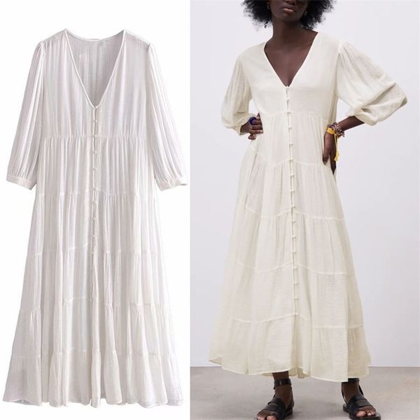tiered pleated long summer dress women puff sleeve loose vintage party es woman chic button up lining white 210524, Black;gray
tiered pleated long summer dress women puff sleeve loose vintage party es woman chic button up lining white 210524, Black;gray