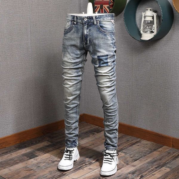 italian style fashion men jeans retro blue wash distred cotton denim trousers streetwear vintage designer pants emmv
italian style fashion men jeans retro blue wash distred cotton denim trousers streetwear vintage designer pants emmv