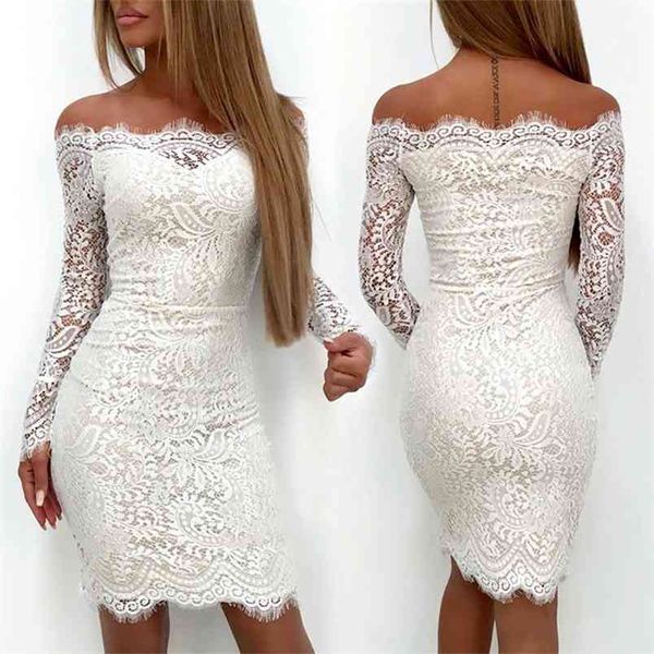 women pencil dress fashion elegant white lace off-the-shoulder spring long sleeve party clubwear floral ladies slim clothes 210522, Black;gray
women pencil dress fashion elegant white lace off-the-shoulder spring long sleeve party clubwear floral ladies slim clothes 210522, Black;gray