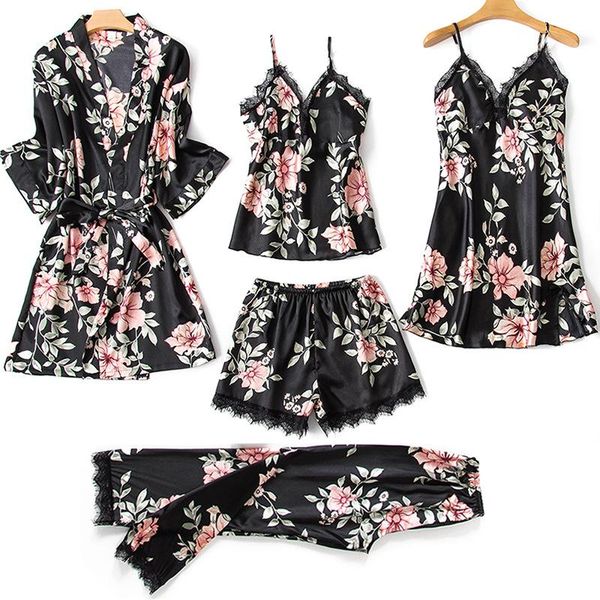 pajamas female summer ice silk 5 sets of spring and autumn sling with home clothes breast pad robe women's sleepwear, Black;red
pajamas female summer ice silk 5 sets of spring and autumn sling with home clothes breast pad robe women's sleepwear, Black;red