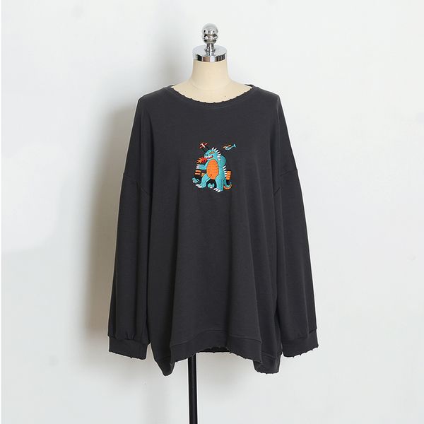 peacock blue gray dinosaur embroidery o neck sweatshirts pullovers thin casual loose long h0073 210514, Black
peacock blue gray dinosaur embroidery o neck sweatshirts pullovers thin casual loose long h0073 210514, Black