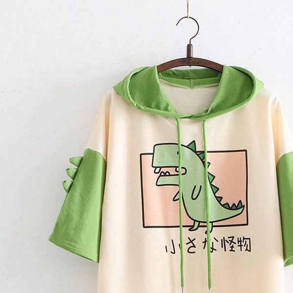 women t shirt hoodies summer pullovers dinosaur cartoon harajuku graphic tees girls teens cute kawaii hooded camiseta, White
women t shirt hoodies summer pullovers dinosaur cartoon harajuku graphic tees girls teens cute kawaii hooded camiseta, White