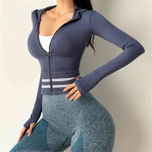 autumn women running jacket hooded yoga zipper long sleeve seamless fitness ladies gym clothing short training sports coat
autumn women running jacket hooded yoga zipper long sleeve seamless fitness ladies gym clothing short training sports coat