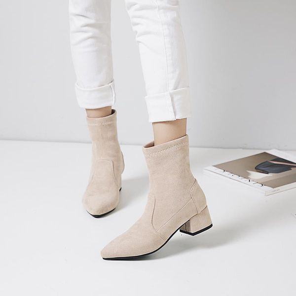 boots slim stretch ankle for women pointed toe sock square high heel shoes woman fashion bota feminina, Black
boots slim stretch ankle for women pointed toe sock square high heel shoes woman fashion bota feminina, Black