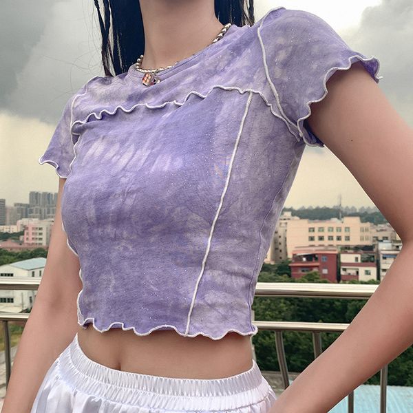 women's t-shirt purple/blue tie dye print crop women summer fashion short sleeve o-neck tees streetwear active female white striped y4
women's t-shirt purple/blue tie dye print crop women summer fashion short sleeve o-neck tees streetwear active female white striped y4