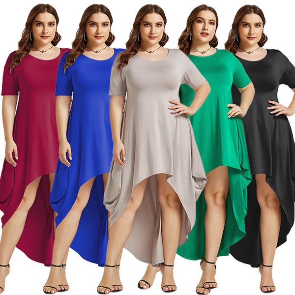 women dress summer o neck short sleeve irregular party maxi long dresses female casual loose plus size vestidos boho beach dress 210507, Black;gray
women dress summer o neck short sleeve irregular party maxi long dresses female casual loose plus size vestidos boho beach dress 210507, Black;gray