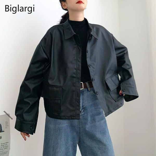 women's leather & faux jacket women streetwear coats bomber punk woman jackets autumn korean ladies coat 2021, Black
women's leather & faux jacket women streetwear coats bomber punk woman jackets autumn korean ladies coat 2021, Black