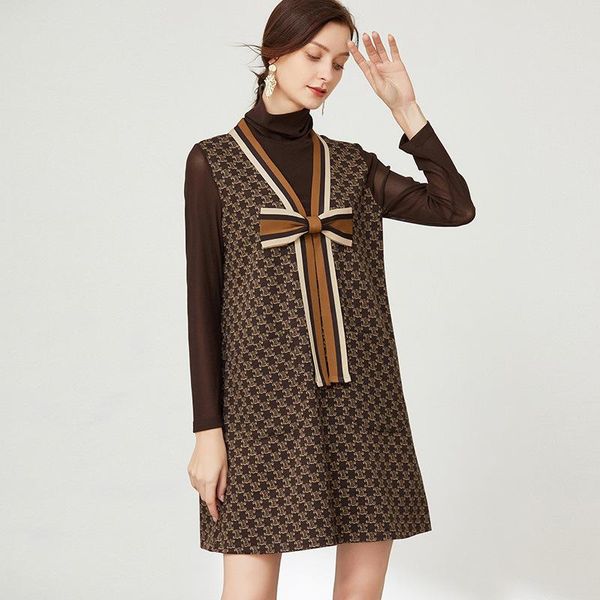 casual dresses 2021 autumn long-sleeve fashion elegant bow slim fake two-piece lolita midi for women party, Black;gray
casual dresses 2021 autumn long-sleeve fashion elegant bow slim fake two-piece lolita midi for women party, Black;gray