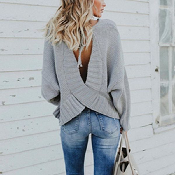 women's sweaters 2021 spring vogue women sweather backless elegant o-neck pullovers full sleeve femme sr017, White;black
women's sweaters 2021 spring vogue women sweather backless elegant o-neck pullovers full sleeve femme sr017, White;black