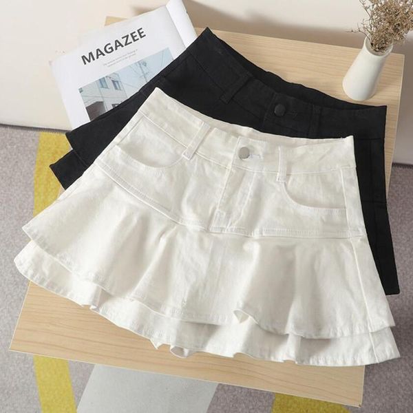 skirts white black micro mini denim women 2021 summer high waist stretch slim ruffle jeans feminina f94
skirts white black micro mini denim women 2021 summer high waist stretch slim ruffle jeans feminina f94