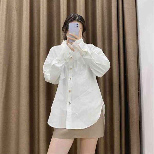 spring and autumn women's casual solid color lapel long-sleeved pocket decorated single-breasted shirt 210430, White
spring and autumn women's casual solid color lapel long-sleeved pocket decorated single-breasted shirt 210430, White