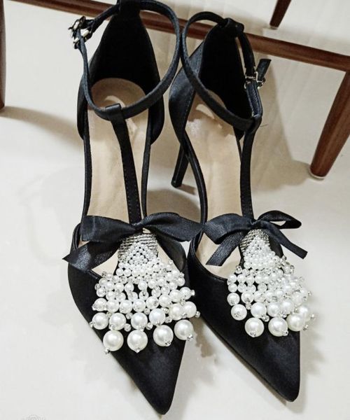 glossy ladies pearl crystal strings pumps t-strap ribbons bowtie thin heels pointed toe summer wedding satin sandals female dress shoes, Black
glossy ladies pearl crystal strings pumps t-strap ribbons bowtie thin heels pointed toe summer wedding satin sandals female dress shoes, Black