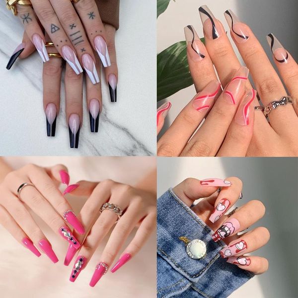false nails 24pcs/box detachable ballerina wearable coffin fake full cover nail tips press on easy to use, Red;gold
false nails 24pcs/box detachable ballerina wearable coffin fake full cover nail tips press on easy to use, Red;gold