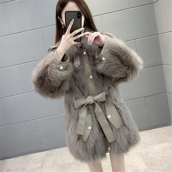 women's fur & faux mid-length 2021 winter fashion style waist long sleeves thickened warmth coat one body trendy h188, Black
women's fur & faux mid-length 2021 winter fashion style waist long sleeves thickened warmth coat one body trendy h188, Black