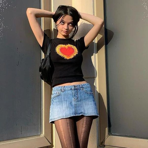 women's t-shirt y2k streetwear heart graphic black t-shirts vintage cute o-neck short sleeve cropped e-girl fashion outfits slim, White
women's t-shirt y2k streetwear heart graphic black t-shirts vintage cute o-neck short sleeve cropped e-girl fashion outfits slim, White