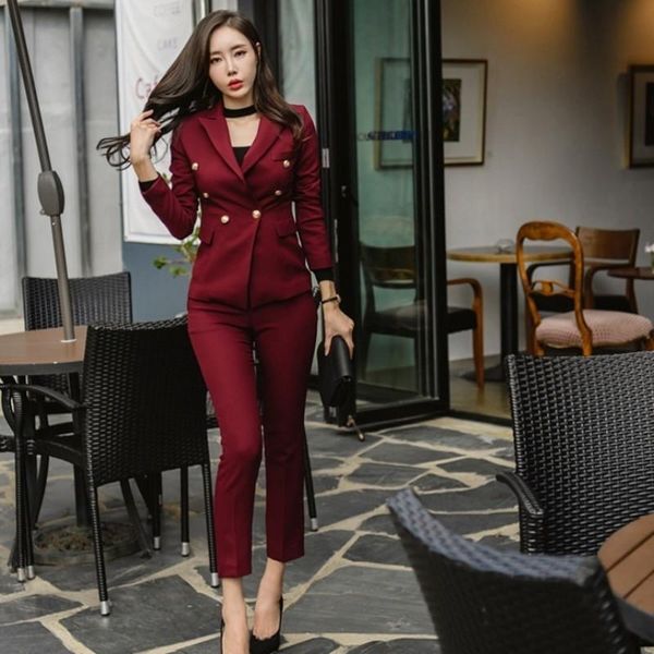 women's suits & blazers 2021 winter office lady double breasted two piece set blazer + pants elegant women slim fit business work suit, White;black
women's suits & blazers 2021 winter office lady double breasted two piece set blazer + pants elegant women slim fit business work suit, White;black