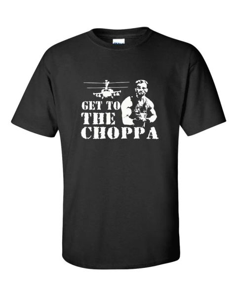 get to the choppa arnold schwarzenegger movie mens t-shirt 119, White;black
get to the choppa arnold schwarzenegger movie mens t-shirt 119, White;black