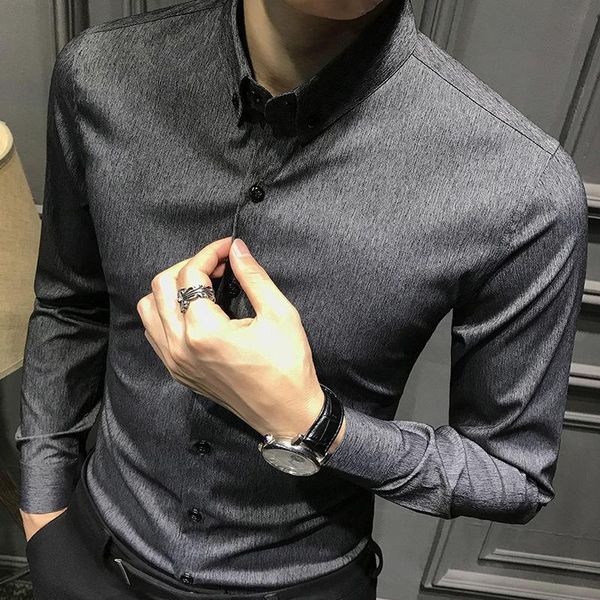 men's shirt advanced korean slim spring and autumn long sleeve trend formal business leisure high end casual shirts, White;black
men's shirt advanced korean slim spring and autumn long sleeve trend formal business leisure high end casual shirts, White;black
