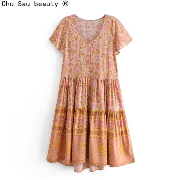 summer boho style women's floral printed v-neck short sleeve dress skirt button female vintage fashion 210514, Black;gray
summer boho style women's floral printed v-neck short sleeve dress skirt button female vintage fashion 210514, Black;gray