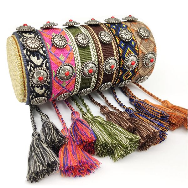 handmade tassel string wristband vintage friendship bracelet adjustable embroidery braided bracelet rivet rope bangle 1pcs, Golden;silver
handmade tassel string wristband vintage friendship bracelet adjustable embroidery braided bracelet rivet rope bangle 1pcs, Golden;silver