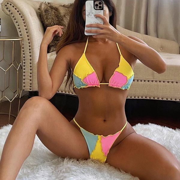 women's swimwear patchwork bikini micro 2022 women swimsuit halter set 2 piece brazilian bathing suit summer beach wear, White;black
women's swimwear patchwork bikini micro 2022 women swimsuit halter set 2 piece brazilian bathing suit summer beach wear, White;black