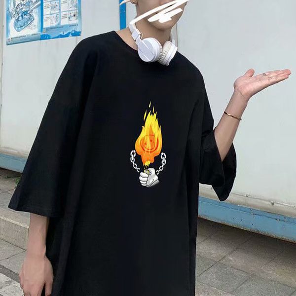 summer fashion youth t shirt casual trend flame printing solid color round neck short sleeve wild loose student mens black, White;black
summer fashion youth t shirt casual trend flame printing solid color round neck short sleeve wild loose student mens black, White;black