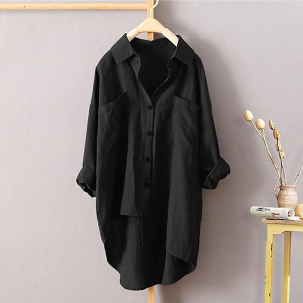 women's blouses & shirts women cotton linen solid button long sleeve shirt casual loose down blouse black vintage chemise femme, White
women's blouses & shirts women cotton linen solid button long sleeve shirt casual loose down blouse black vintage chemise femme, White