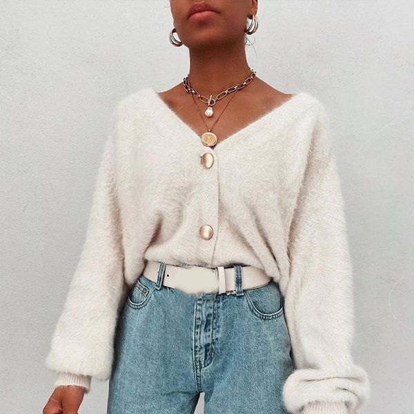 women's knits & tees elegant long sleeve mohair sweater women v neck solid single breasted female cardigan tide autumn fashion ladies s, White
women's knits & tees elegant long sleeve mohair sweater women v neck solid single breasted female cardigan tide autumn fashion ladies s, White