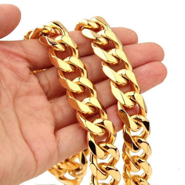 15mm arrive stainless steel gold color cuban curb link chain length 7-40inch fashion jewelry necklace or bracelet bangle chains, Silver
15mm arrive stainless steel gold color cuban curb link chain length 7-40inch fashion jewelry necklace or bracelet bangle chains, Silver