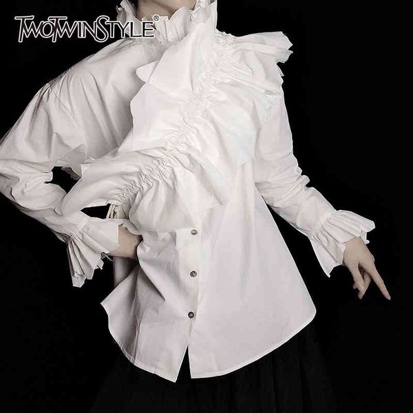 patchwork ruched white shirt for women stand long sleeve casual elegant blouse female fashion clothes summer 210524
patchwork ruched white shirt for women stand long sleeve casual elegant blouse female fashion clothes summer 210524