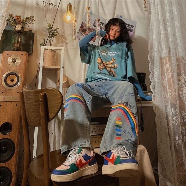 women's jeans female cotton cargo pants streetwear loose summer harajuku oversized blue rainbow women straight
women's jeans female cotton cargo pants streetwear loose summer harajuku oversized blue rainbow women straight