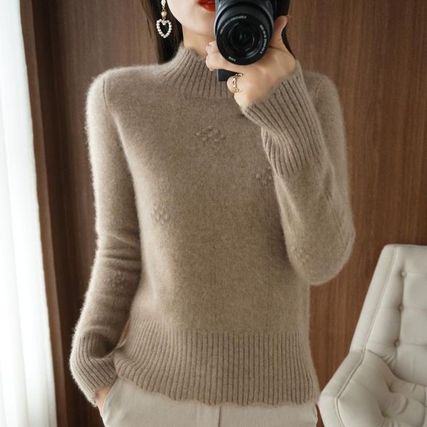 women's sweaters sweater 2021 half high neck 100% wool casual padded pullover long sleeve oversized pure cashmere ladies, White;black
women's sweaters sweater 2021 half high neck 100% wool casual padded pullover long sleeve oversized pure cashmere ladies, White;black