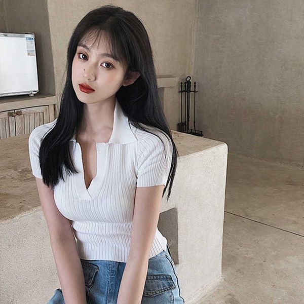 women's t-shirt knitted polo collar slim white short sleeve inner bottoming shirt spring t-shirt 47a9
women's t-shirt knitted polo collar slim white short sleeve inner bottoming shirt spring t-shirt 47a9