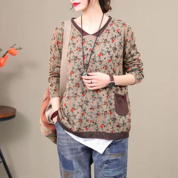 women's sweaters autumn spring women retro print pocket loose female knitted tide, White;black
women's sweaters autumn spring women retro print pocket loose female knitted tide, White;black