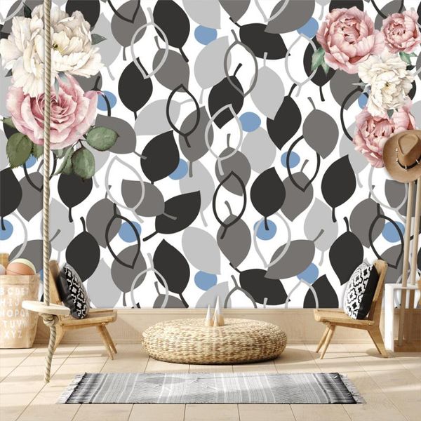 wallpapers custom for living room bed mural pink rose flowers black white leaf removable self adhesive walls papers home decor
wallpapers custom for living room bed mural pink rose flowers black white leaf removable self adhesive walls papers home decor