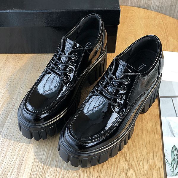 spring autumn womens shoes thick bottom 6cm comfortable patent leather female casual wedges shoes british lack up boots, Black
spring autumn womens shoes thick bottom 6cm comfortable patent leather female casual wedges shoes british lack up boots, Black