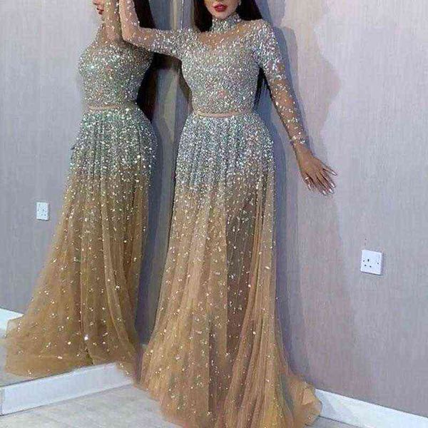 luxury women's casual dresses 2022 gilded long sleeve prom dresses, Black;gray
luxury women's casual dresses 2022 gilded long sleeve prom dresses, Black;gray