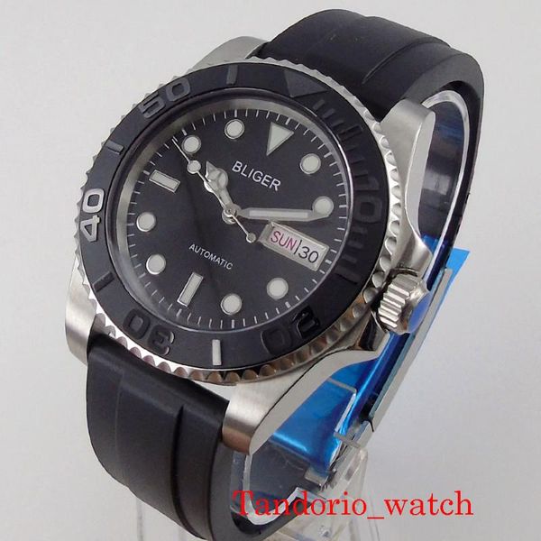 wristwatches date week nh36 stainless steel automatic men's watch sapphire glass rotating bezel ceramic insert rubber band, Slivery;brown
wristwatches date week nh36 stainless steel automatic men's watch sapphire glass rotating bezel ceramic insert rubber band, Slivery;brown
