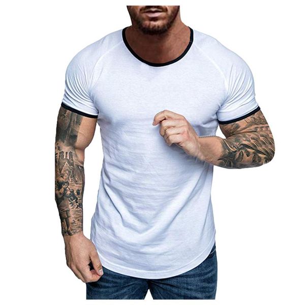 men's t-shirts feitong fitness solid cotton tshirt for men summer sports stitching round neck short sleeve t-shirt mens clothing, White;black
men's t-shirts feitong fitness solid cotton tshirt for men summer sports stitching round neck short sleeve t-shirt mens clothing, White;black