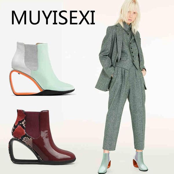 boots natural leather stretch round toe 8cm strange high heels slip on daily wear patchwork fashion classic women hl320 muyisexi, Black
boots natural leather stretch round toe 8cm strange high heels slip on daily wear patchwork fashion classic women hl320 muyisexi, Black