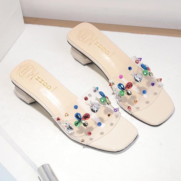 summer colorful rivet diamond transparent slippers women shoes woman mules slides peep toe med heel female ladies, Black
summer colorful rivet diamond transparent slippers women shoes woman mules slides peep toe med heel female ladies, Black